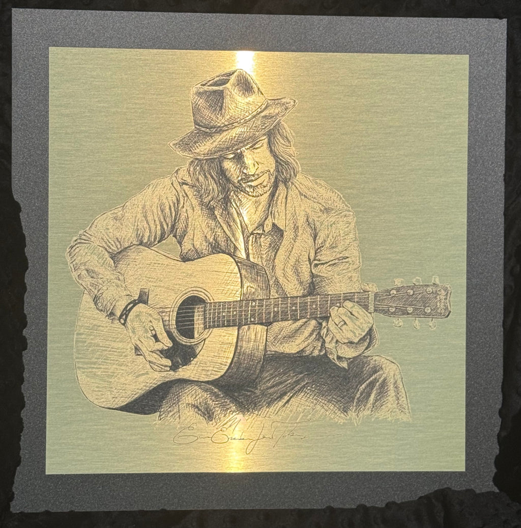 Kunstdruck Mann an der Gitarre Alu Dibond 40x40
