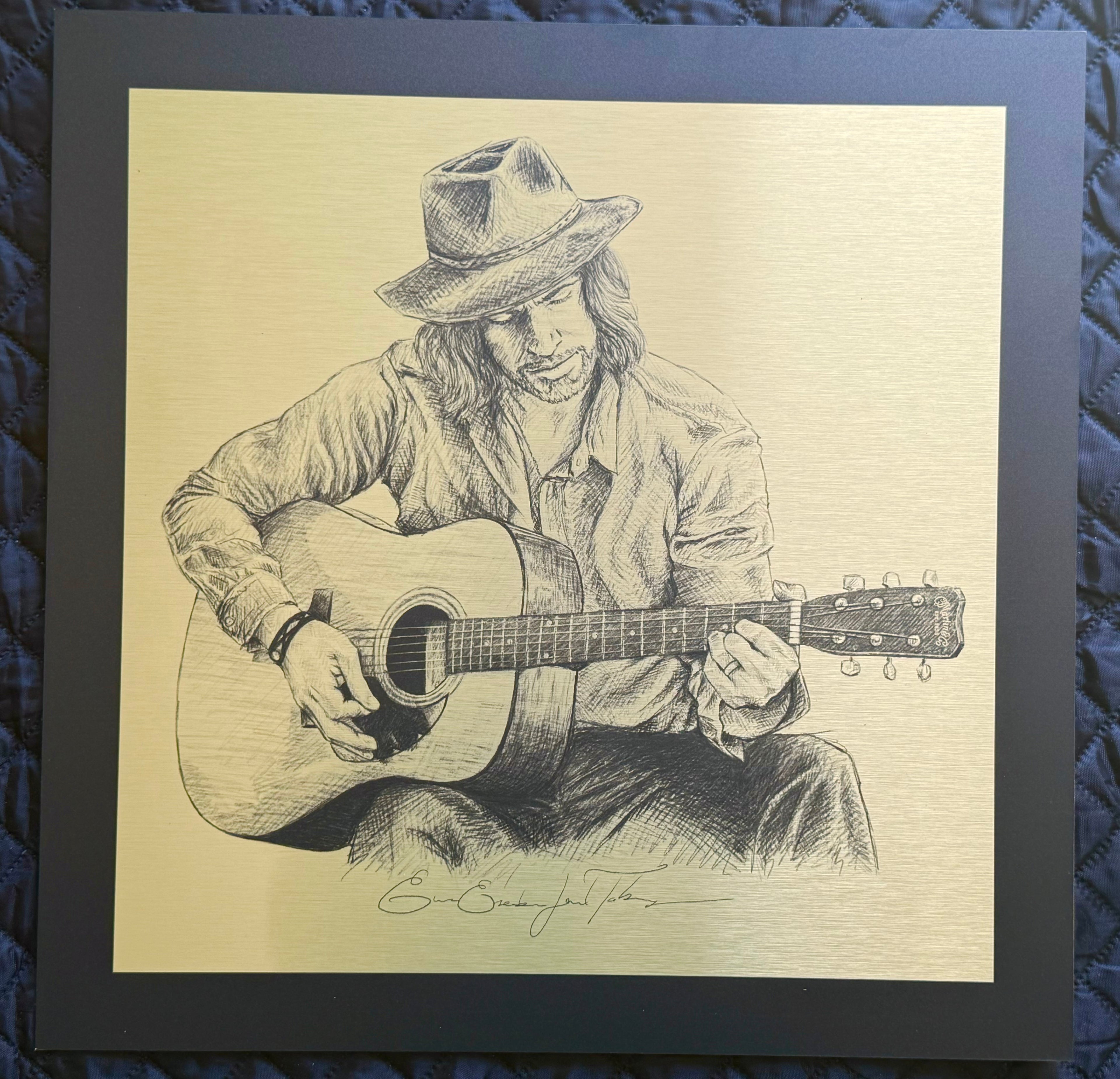 Kunstdruck Mann an der Gitarre Alu Dibond 40x40
