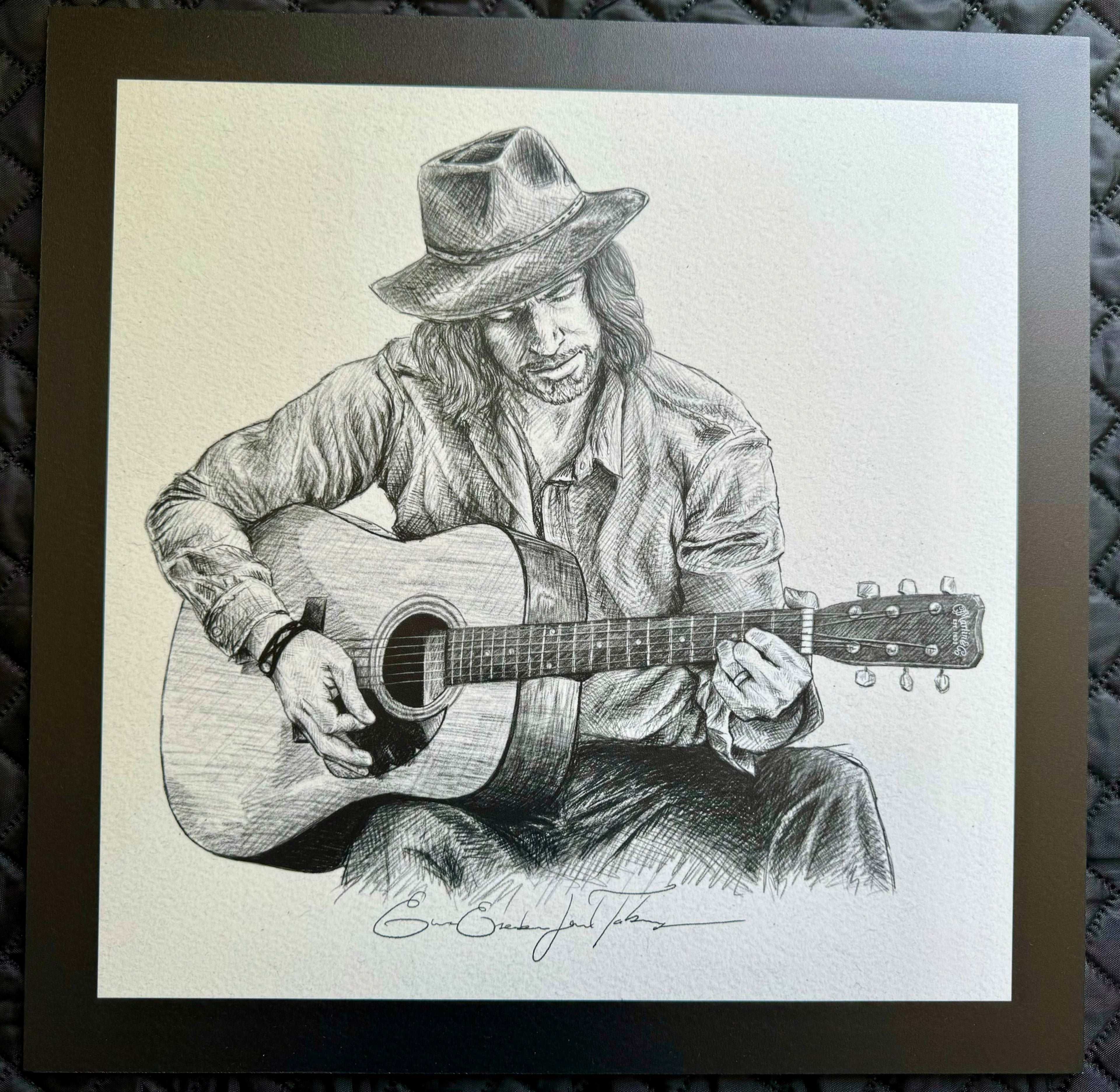 Kunstdruck Mann an der Gitarre auf Ferox 40x40