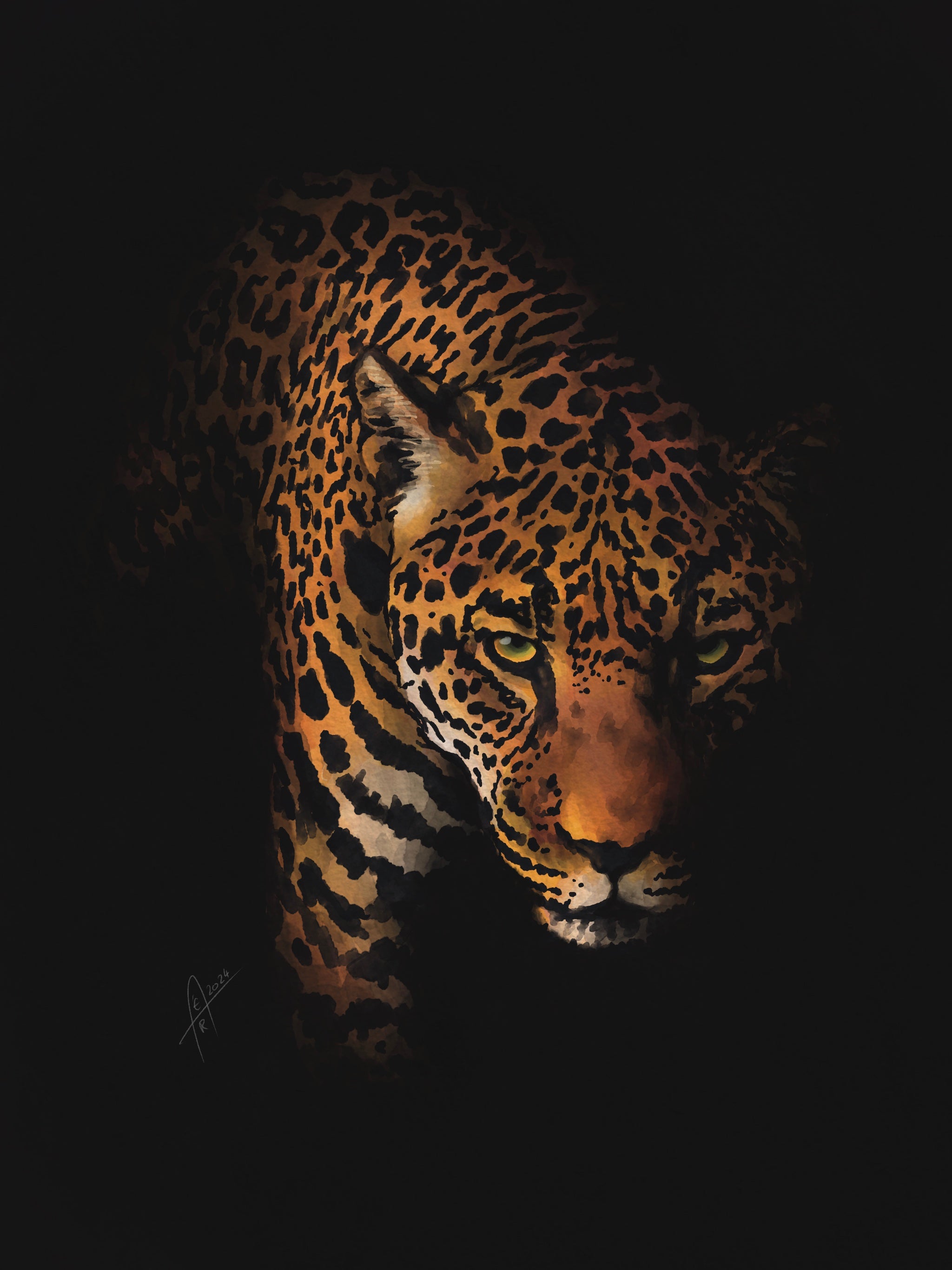 Kunstdruck Jaguar auf Alu Dibond 40x60