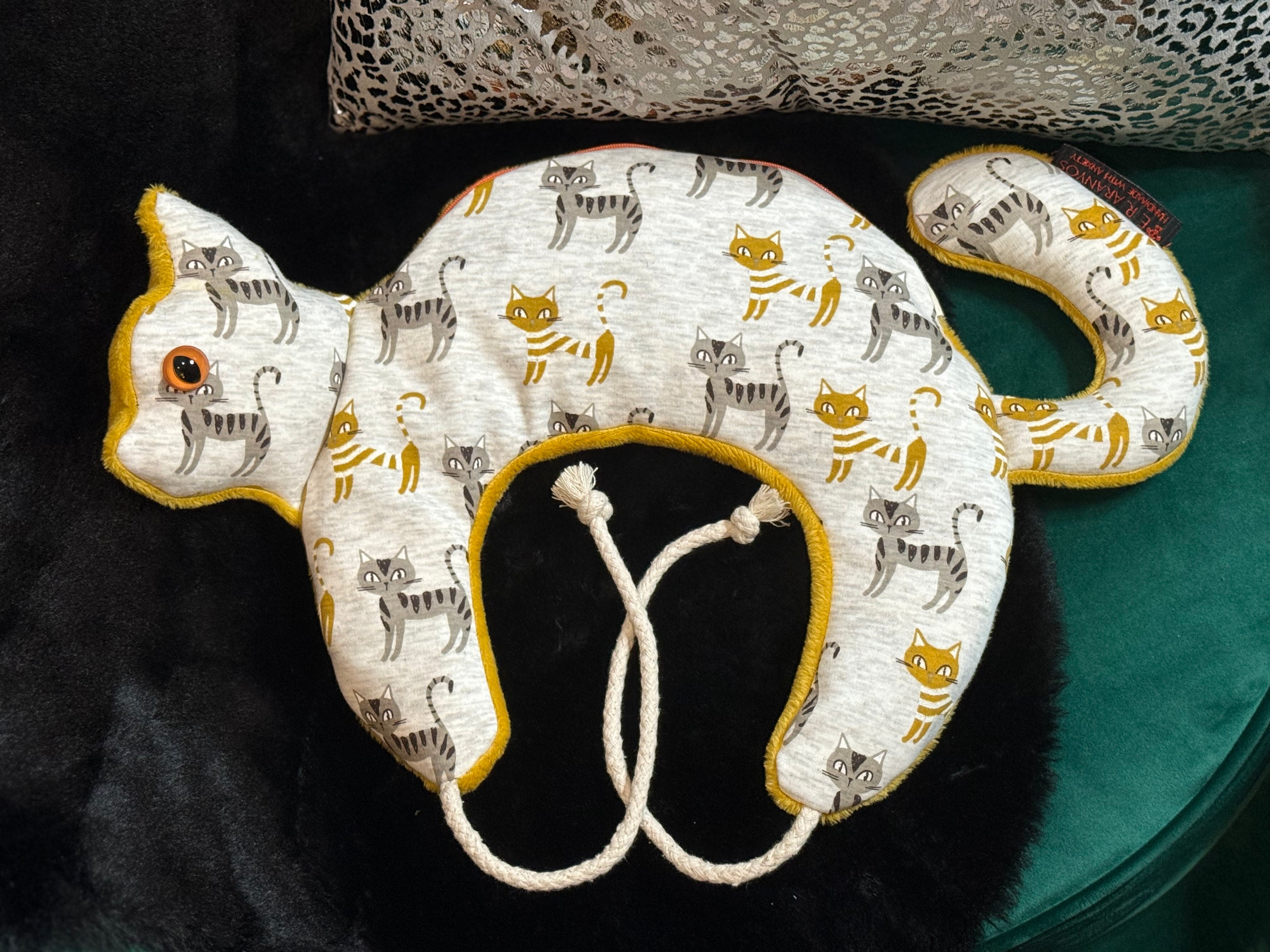 Raps-Nackenkissen Katze gelb zum Wärmen und Kühlen