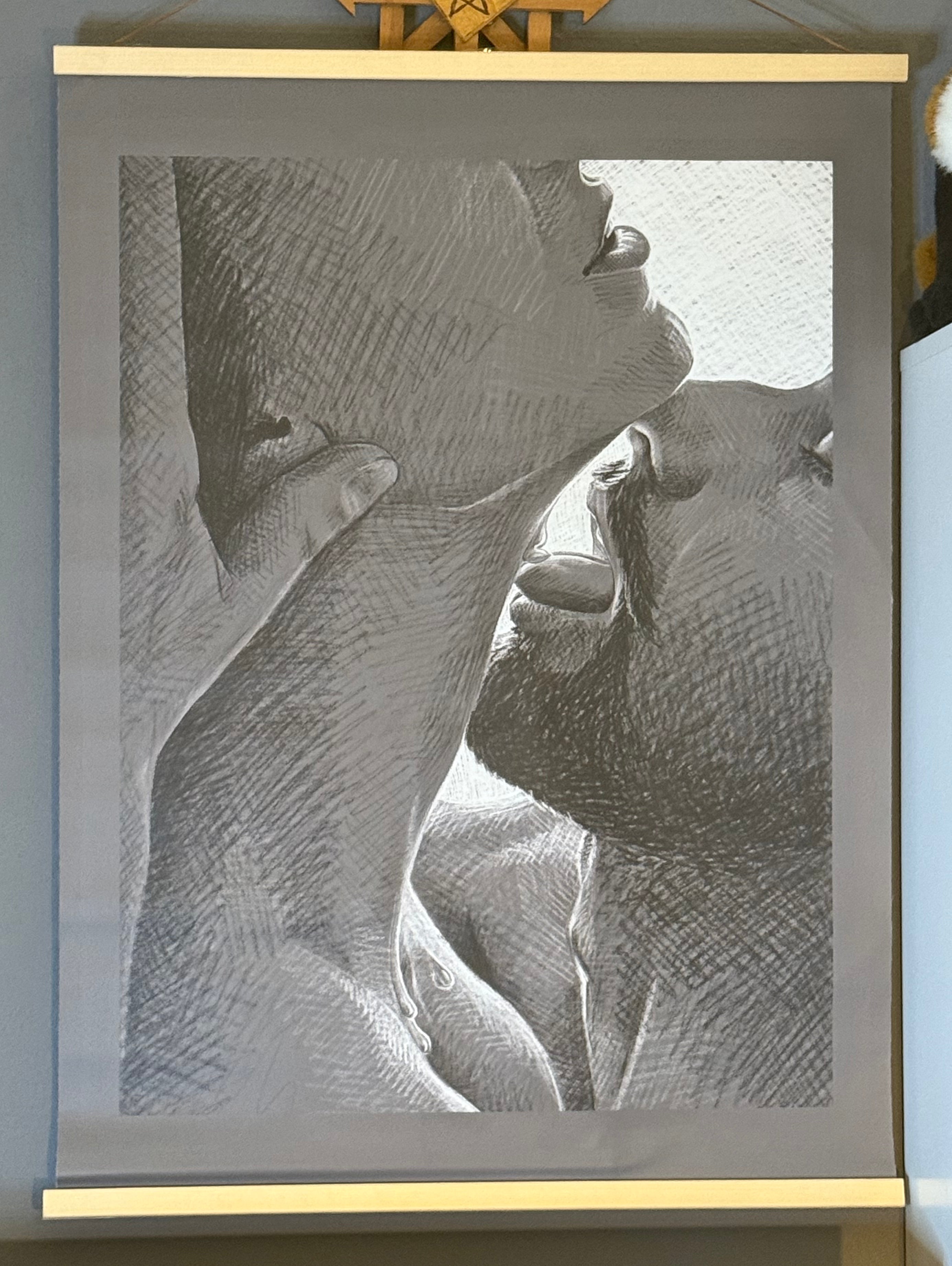 Kunstdruck Paar unter der Dusche auf Retro-Leinwand 60 x 80 cm