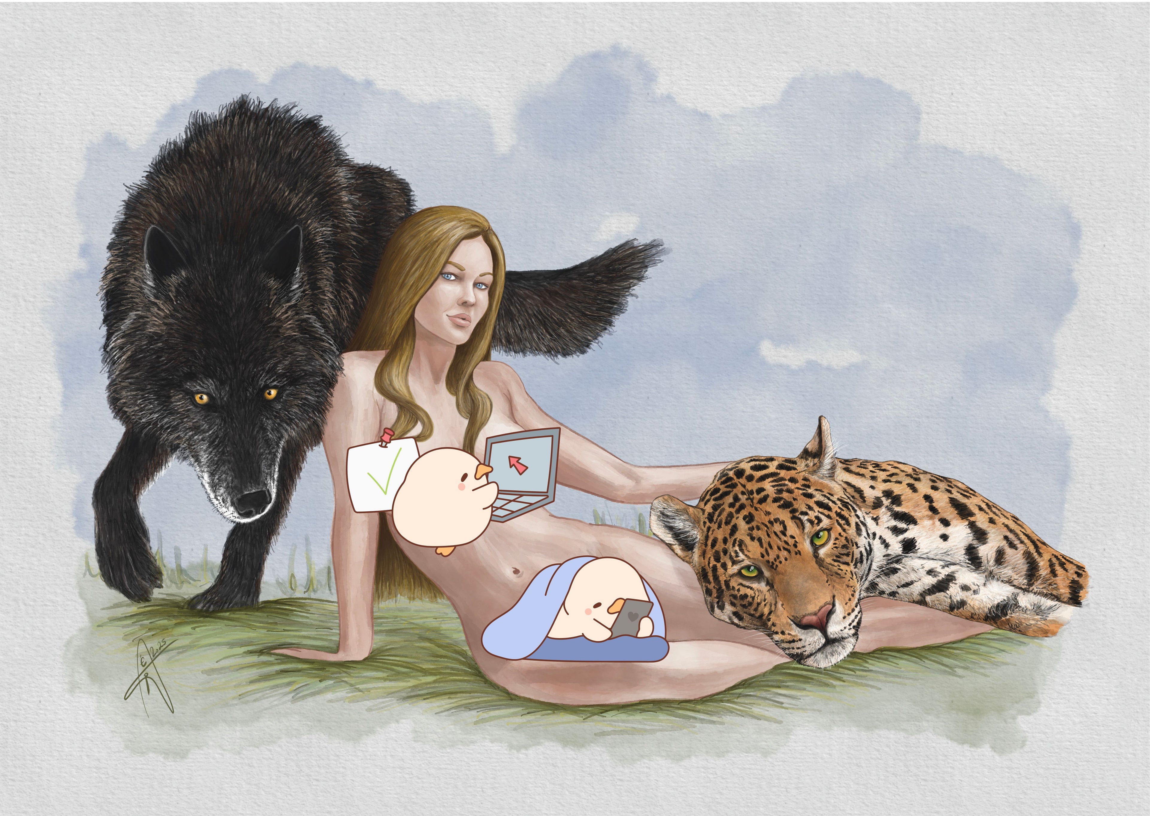 Postkarte Wolf & Jaguar