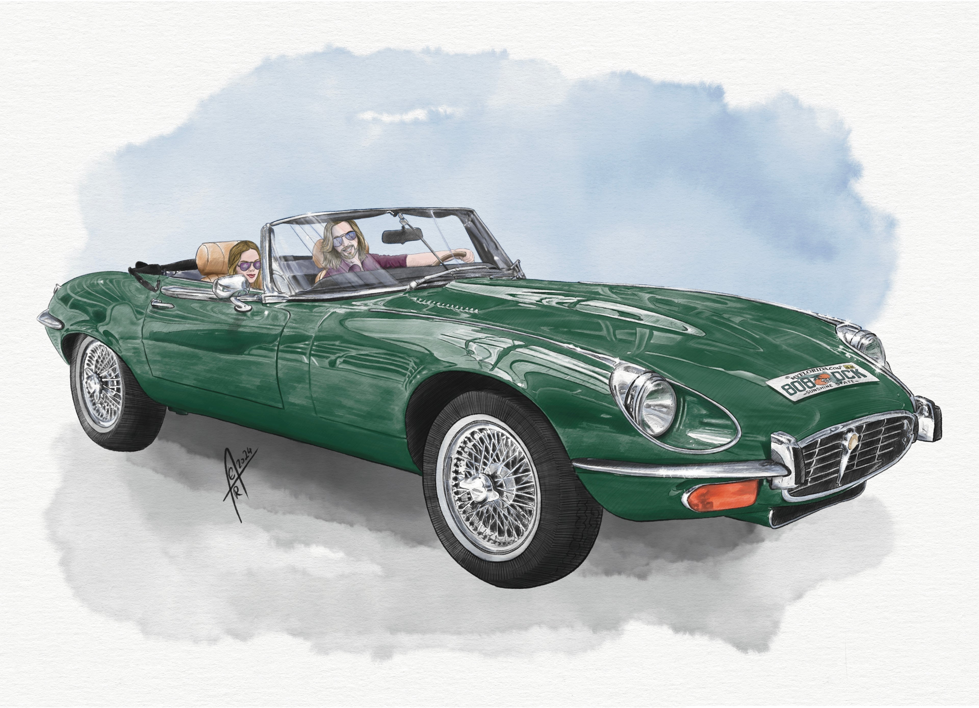 Kunstdruck Jaguar Auto auf Alu Dibond 40x60