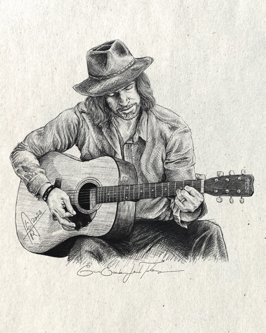 Postkarte Mann an der Gitarre